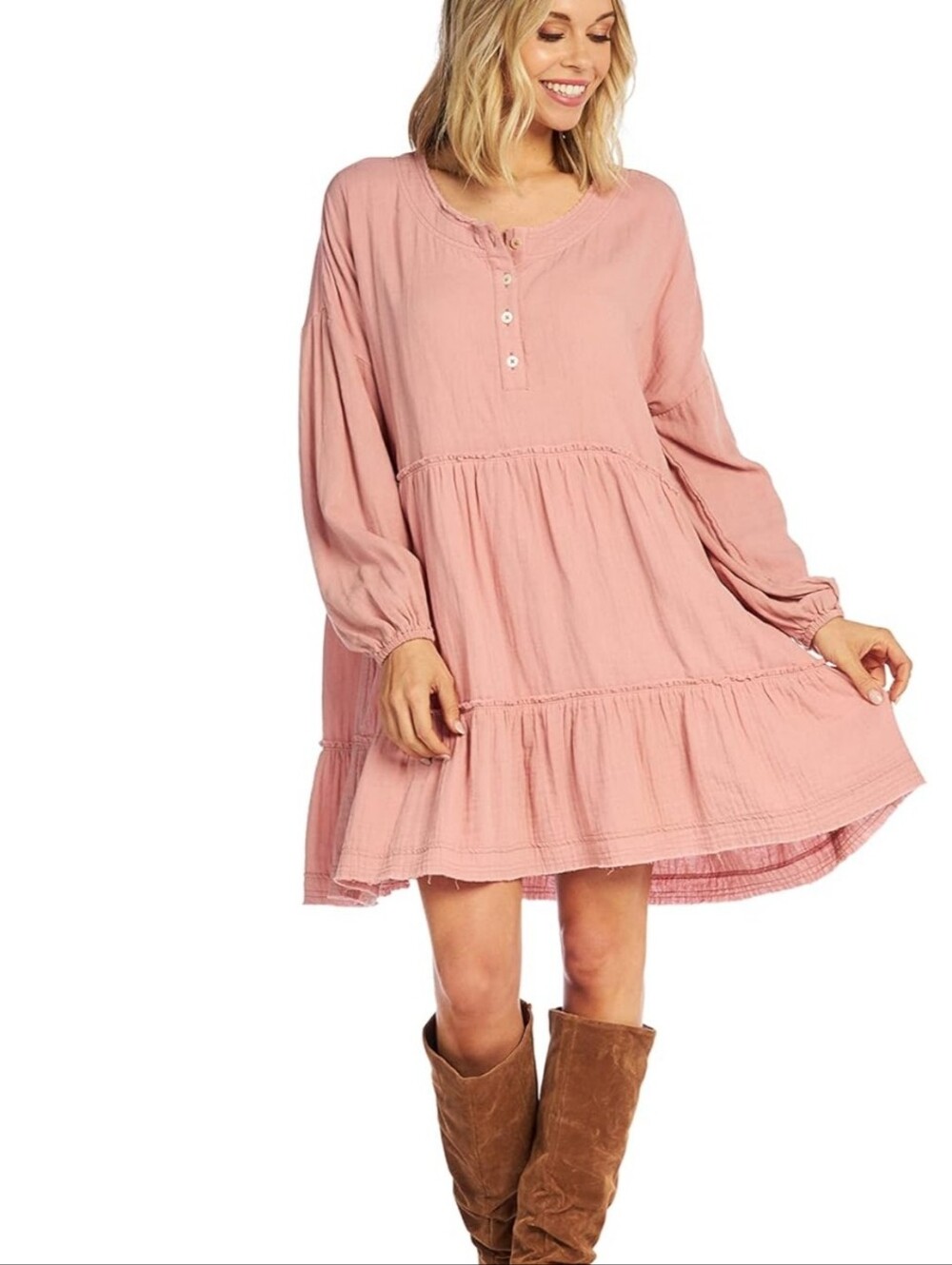 NWT Mud Pie Womens Oversized Dress, Mauve